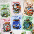 90 Pieces Aesthetic Landscape Creation PET Sticker Set, 6 Pack Vintage Oil Painting Bottle Scenery PET Stickers for Scrapbooking, Journaling, Waterproof DIY Crafts, and Junk Journal