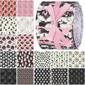 Ganeen 100 Pcs Pink Gothic Christmas Quilting Fabric Roll Retro Ghost Pumpkin 2.56 Inch Fabric Squares Jelly Patchwork Precut Strips Bundles for Halloween Materials Craft DIY Sewing Cloths