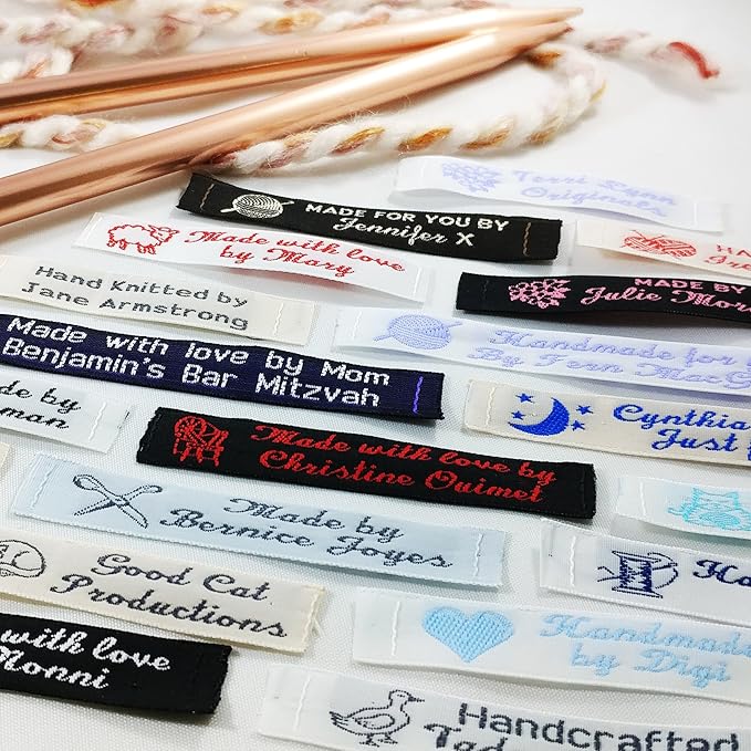 100 Personalized 100% Woven Sewing Labels 1/2" Wide - Made by Label Weavers