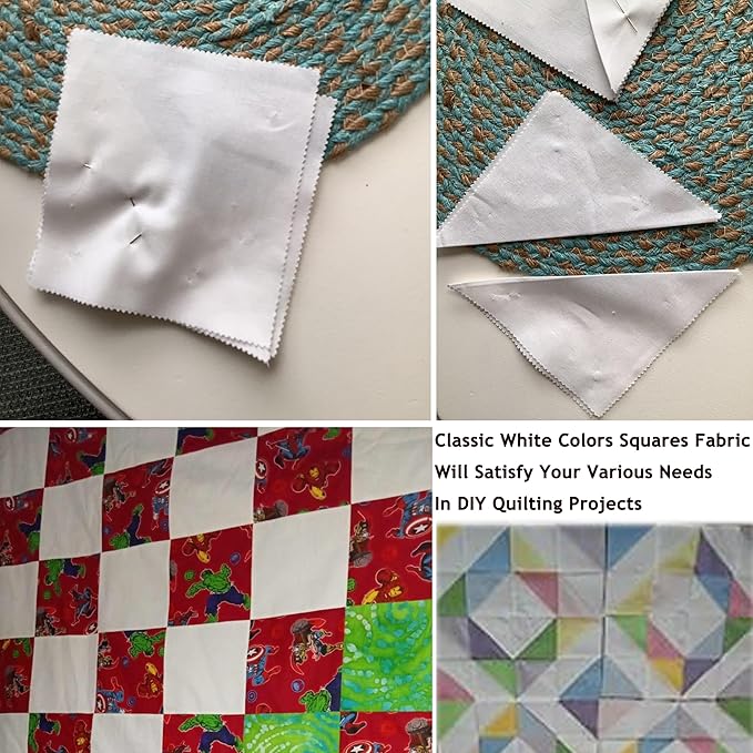 42 5-inch Cotton Fabric Squares Bundles, Charm Packs for Quilting 5 inch, 5x5 Charm Squares Fabric - for Sewing, Patchwork Quilts, and DIY Crafts, Solid White