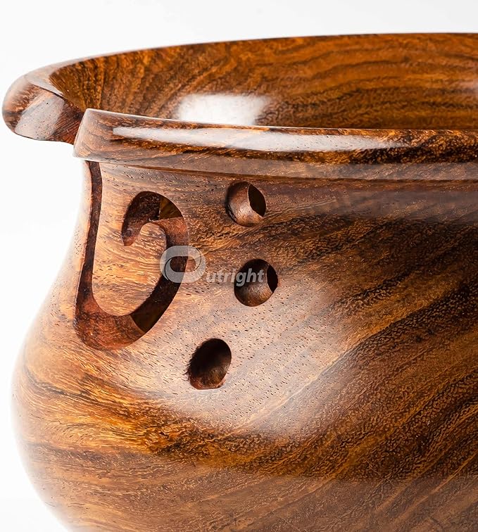 OUTRIGHT Crochet Accessories Wooden Yarn Bowl Large Yarn Bowl for Knitting Crochet Bowl Yarn Storage Holder Yarn Bowls for Crocheting Funny Yarn Bowl Cute Perfect Christmas Gifts for Women Crocheter