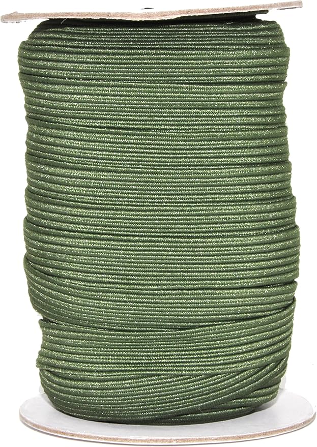 Mandala Crafts 12mm 20 Yds Roll of Olive Green Elastic Bands for Sewing - 1/2 Flat Elastics Cord - 1 2 Inch Braided Stretch Straps for Crafting