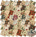Fanfanwin 100 Pcs 10 x 10 Inch Vintage Christmas Quilting Fabric Christmas Fat Squares Patchwork Strips Santa Red Cardinal Precut Fabric Bundles for Xmas Handmade Crafting DIY Craft Sewing Material