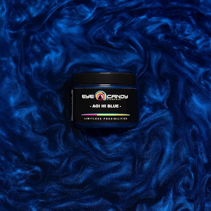 Eye Candy Pigments Premium Blue Mica Powder - Aoi Hi Blue (50gr) - for Epoxy, Resin, Soap, Paint, Woodworking, Acrylic Pouring, Bath Bombs, Fishing Lures - DIY Arts and Crafts Additive