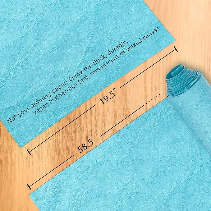 GONGZITEM Washable Kraft Paper Roll 19.5" x 58.5" – Sewable Kraft Paper Fabric for DIY Bag Making, Tote & Lunch Bags – Leather-Like Craft Material (GZ08)