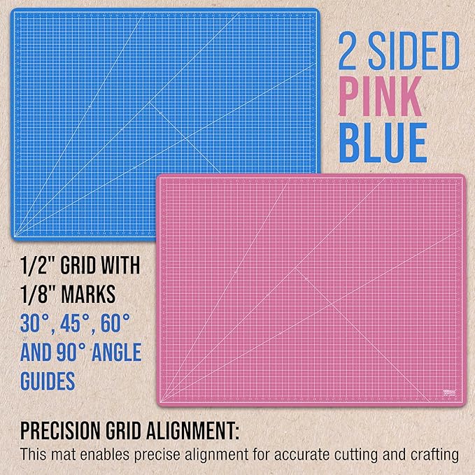 U.S. Art Supply 36" x 48" Self-Healing Cutting Mat 5-Ply - Double-Sided Pink/Blue Craft Mat, Non-Slip Cutting Mats for Crafts, Sewing, Quilting, Scrapbooking