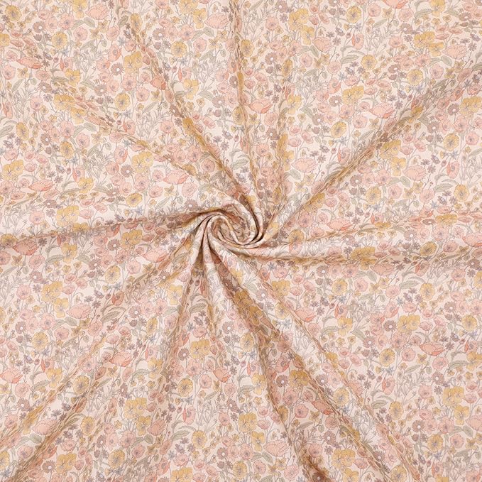 Tinyspool & Co. 100% American Cotton Fabric – 3 Yard Cut Quilting Fabric – Prewashed Preshrunk Yardage for Quilt Backing Borders Binding Sewing Crafts – Fall Harvest No.3 – Spring Coral
