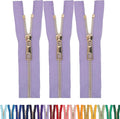 #5 Gold Metal Zipper - 50+ Colors - 3 PCS - (4-14 inches) Sizes - Luxury Lightweight Handcraft Metal Zippers with pulls for Purses Bags Pockets Shoes Sewing & Crafts DIY ZP02239