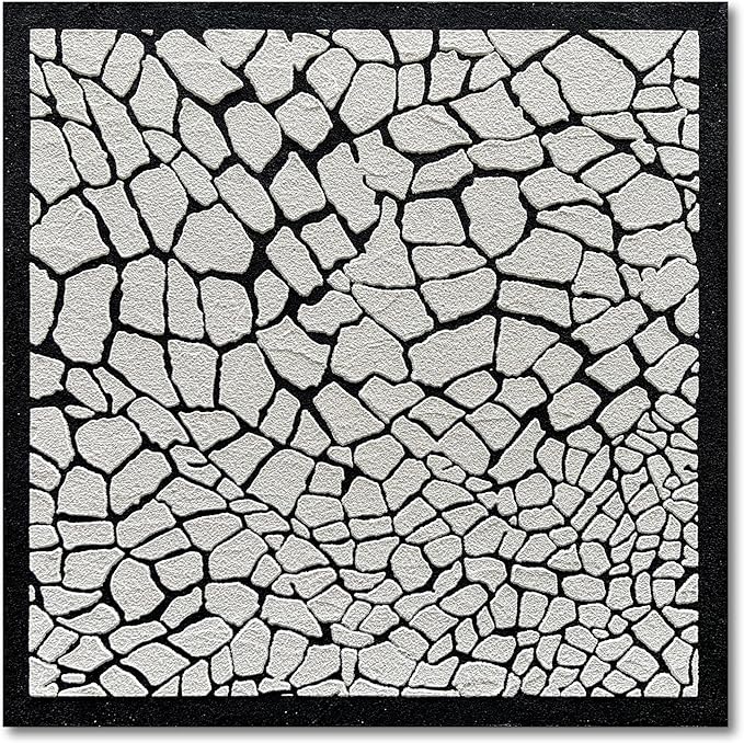 Art 24x24 inches Hand-Painted Black and White Textured Art Oil Painting in Modern Abstract Style - Suitable for Wall Decoration in Home Office