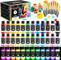 52 PCS Classic & Pastel & Glow in the Dark Acrylic Paint Set with 12 Brushes, 2 Knives & Palette, 36 Colors Art Craft Paint for Beginners, Canvas Ceramic Rocks Wood Painting Kit Art Supplies