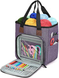Crochet Bag Organizer, Knitting Yarn Bag Tote on the go, Crocheting Storage for knitters Supply Only Bag No Accessories(Purple)
