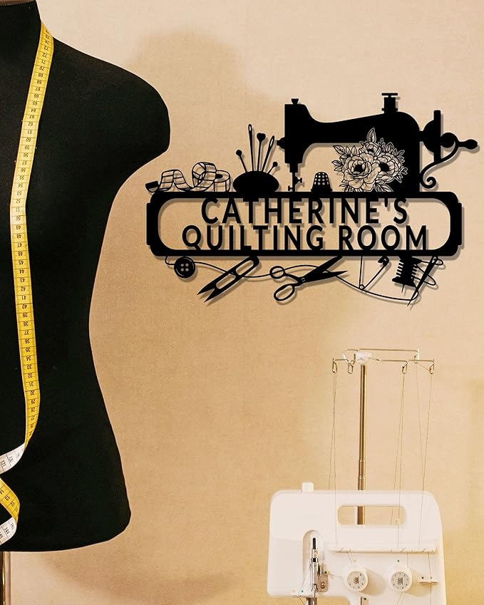 Custom Sewing Room Sign, Personalized Metal Quilting Sign, Sewing Room Decor, Sewing Machine Sign, She Shed Craft Room Decor, Personalized Sewing Gift For Sewing Lovers, Gift for Mom