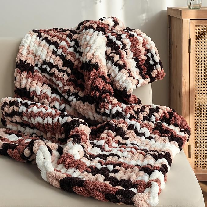 Jumbo Chunky Yarn for Hand Knitting - Super Thick Chenille Chunky Yarn for Crocheting - Extra Soft Bulky Fluffy Blanket Big Yarns 8 Jumbo Pack (27yds,8 oz Each Skein)