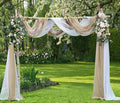 WARM HOME DESIGNS Wedding Arch Draping Fabric Bundle Has 2 144 Inch (12 Feet) Scarves in White & Brown Fabric Color for Fabric, Ceremony or Wedding Decoration. AD White & Taupe 144”