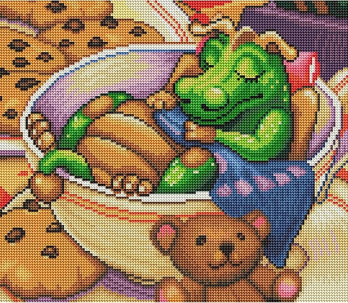 DIAMOND ART CLUB Naptime Diamond Painting Kit, Fun DIY Crafts for Adults, Round Diamond Art Canvas, 15" x 13"