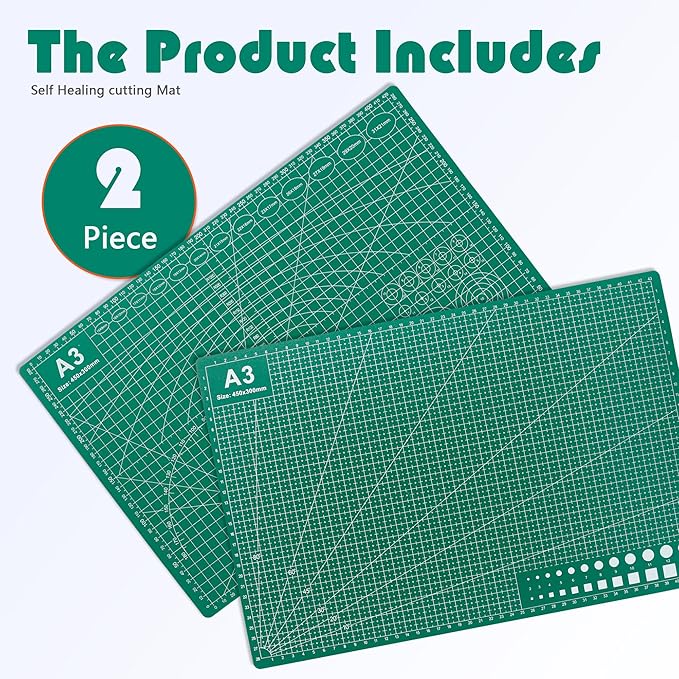 Self Healing Sewing Mat, 12inch x 18inch Rotary Cutting Mat Double Sided 5-Ply Craft Cutting Board for Sewing Crafts Hobby Fabric Precision Scrapbooking Project (A3: 12"W x 18"L)
