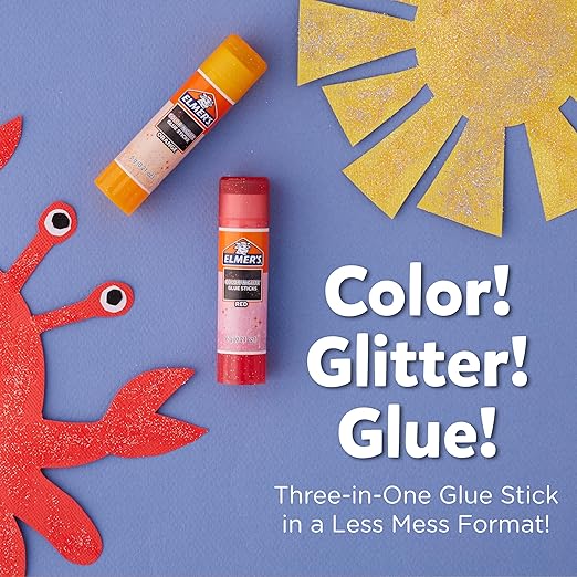 Elmer’s Color 'n Glitz Glue Sticks, Washable, Assorted Colors, 24 Count (6 Packs of 4) - Kids Activity, Birthday Fun, Stocking Stuffer, Vision Board, #1 Teacher Brand