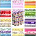 Boyiee 50 Pcs 10 x 10 Inch New Year Spring Quilting Fabric Red Pink Stripe Plaid Dot Homespun Cotton Fabric Jelly Squares Lattice Precut Quilting Strips for Sewing DIY Valentines Craft Patchwork Gifts