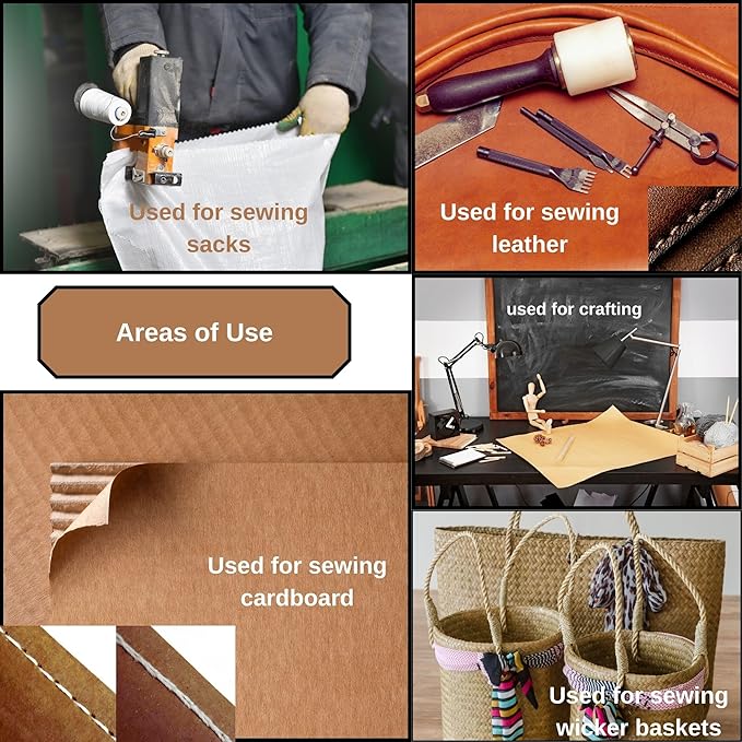 2200 ft Roll Thread Cones for Heavy Duty Bag Sewing Closer - Portable Electric Bag Sewing Machines Compatible High Strength Single-Ply Thread Set - Nylon, Bracelet Making, Burlap, Bag Closing