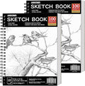 FIXSMITH 9"X12" Sketch Book | 200 Sheets (68 lb/100gsm) Sketchbook| 2 Pack (100 Sheets Each) |Acid Free Drawing Paper | Spiral Bound Sketchpad for Beginners,Artists & Professionals | Bright White