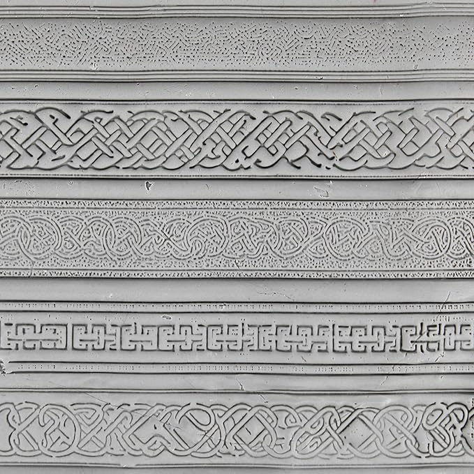 Celtic Knotwork Collection 4-Pack Clay Texture Rollers (4") - Seamless Border Set #01 - Embossing Pattern Rollers for Polymer & Ceramic Clay, Pottery & Crafts