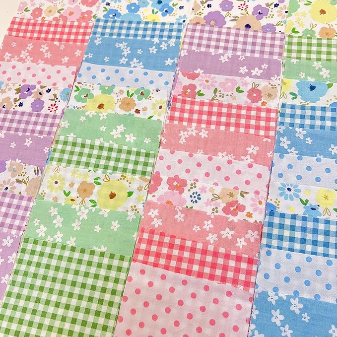 42Pcs 10cm*10cm Cotton Fabric DIY Making Supplies Quilting Patchwork Fabric Fat Quarter Bundles DIY for Quilting Cotton Patchwork Cushions (Multicolour, 10cm*10cm)
