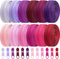 Syhood 36 Yards 12 Pieces #5 Sewing Zippers Tapes Assorted Nylon Lightweight with 120 Plastic Zipper Sliders for Women Men Sewing Supplies(Princess Pink)