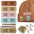 24pcs Crochet Tags for Handmade Items Made with Love Leather Tags for Crochet Items, Knitting Accessories with Rivets, Suitable for Scarves Hats Gloves, Gifts for Crocheters (Layout A)