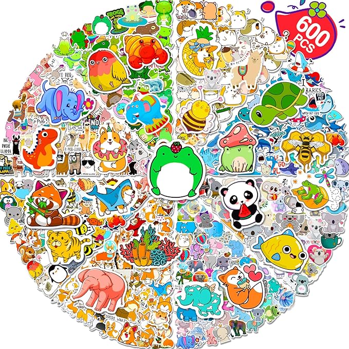 Arme 600Pcs Animal Stickers Pack, Colorful Vinyl Stickers for Water Bottles Computer Skateboad Phone Notebooks, Cute Animal Stickers Waterproof, Pet Stickers for Toddlers Kids Teens Girls Boys