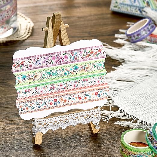 YUBBAEX 10 Rolls Embroidery Pattern Washi Tape Set - Decorative Adhesive Masking Tape for Scrapbooking, Journaling, DIY Crafts, Gift Wrapping – Vintage Floral and Nature Designs