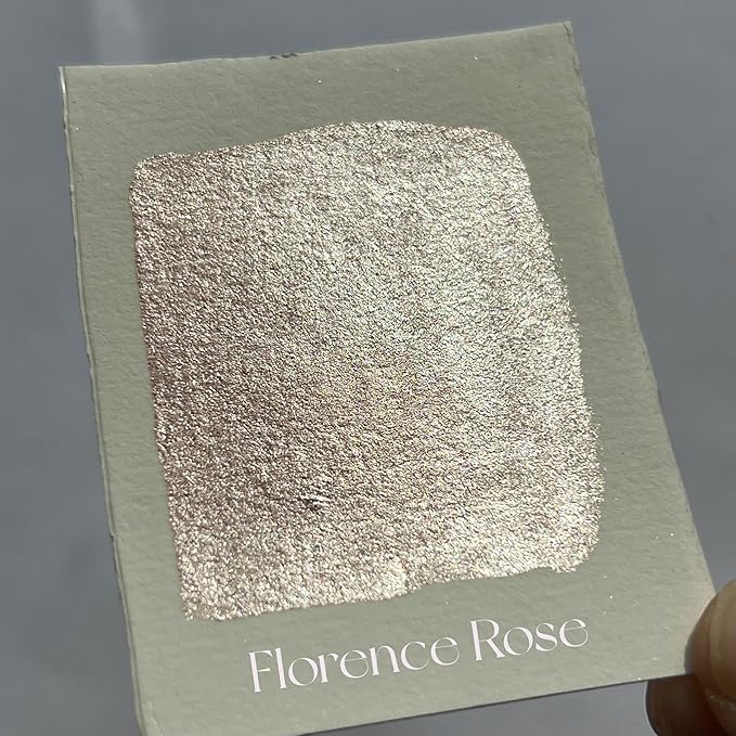 CSY art gallery Handmade Watercolors - Metallic Glitter Paints Florence Rose - Full Pans Premium Pigment Water Color for Artists, Students, Hobbyists, Calligraphers
