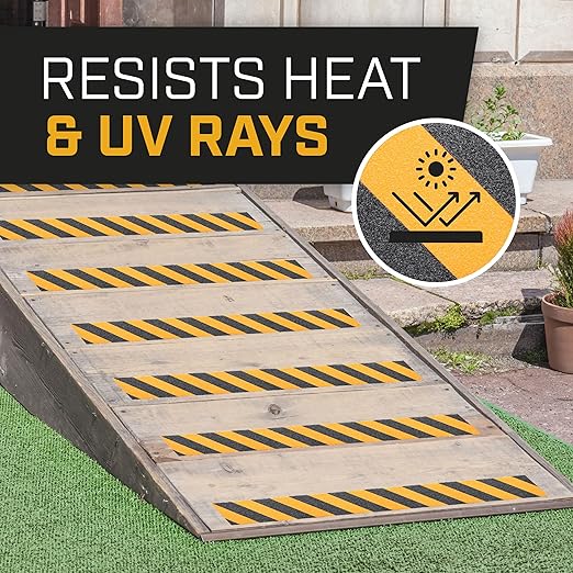 Lockport Anti Slip Tape - Black & Yellow Adhesive Grip Tape for Stairs 4” x 25ft for Roll | Stair Treads Non Slip Outdoor/Indoor - Heavy Duty Grip Warning Safety for Ramps and Steps