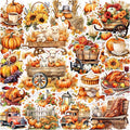 100 Pcs Thanksgiving Fall Stickers, Yellow Autumn Pumpkin Stickers for Teens Adults, Cottagecore Sticker Farm Sticker for Water Bottles Scrapbook Junk Journal Collage