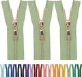 #5 Gold Metal Zipper - 50+ Colors - 3 PCS - (4-14 inches) Sizes - Luxury Lightweight Handcraft Metal Zippers with pulls for Purses Bags Pockets Shoes Sewing & Crafts DIY ZP022910