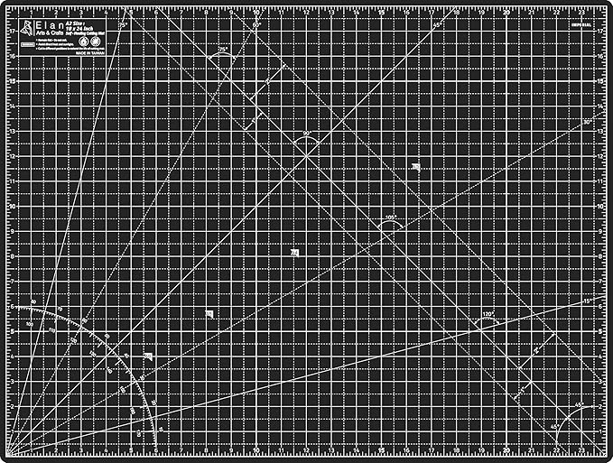 Elan Cutting Mat A2 Black & Taupe, Self Healing Cutting Mat 18x24 Inch, 5-Ply Craft Board Black, Hobby Board for Crafts 18x24 Inch
