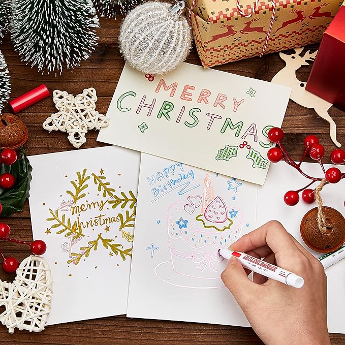Shuttle Art Double Line Outline Permanent Markers, 40 Colors Squiggles Shimmer Markers Set, Self Outline Metallic Marker Pens for Art, Drawing, Doodling, Card Making, Christmas Card, DIY Crafts