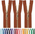 #5 Gold Metal Zipper - 50+ Colors - 3 PCS - (4-14 inches) Sizes - Luxury Lightweight Handcraft Metal Zippers with pulls for Purses Bags Pockets Shoes Sewing & Crafts DIY ZP02474