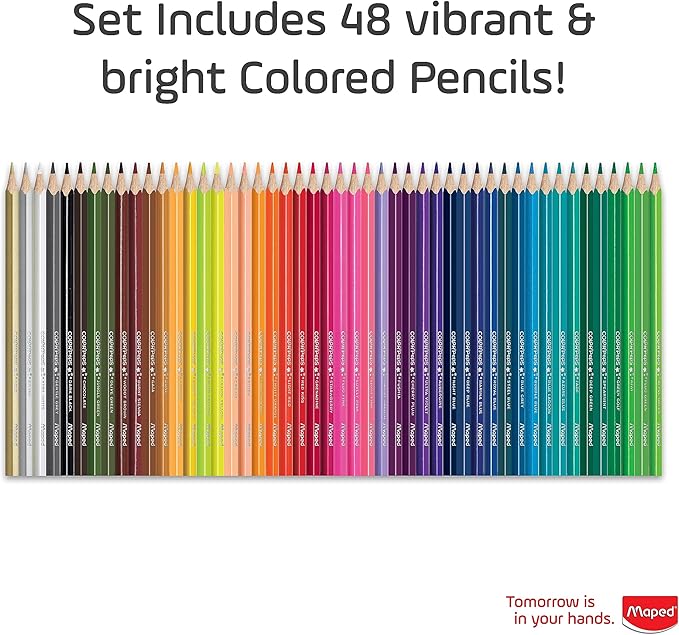 Maped - Color'Peps Triangular Colored Pencils - 48 Pack - Vibrant Colors.
