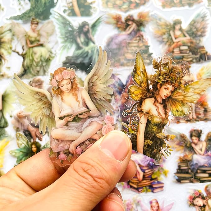 Yoksas Fantasy Butterfly Fairy Scrapbook Stickers - 180Pcs Waterproof Clear Cryptid Fairy Tale Stickers for Journaling, Laptops, Resin Art, Fairycore Aesthetic Art Supplies