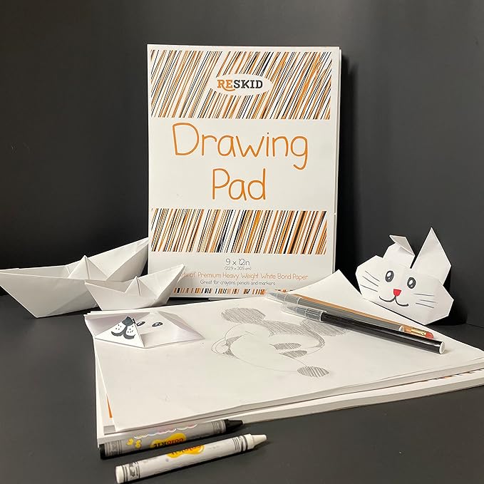 Reskid Drawing Paper Pad (9 x 12 inches) - 50 Sheets, 3-Pack Coloring Art Pads for Drawing, Sketch Book (9x12 (3PACK))
