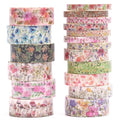 18 Rolls Seasons Flowers Washi Tape Set Floral Arts Adhesive Tapes Blooming Garden Decorative Masking Tape Sets for Craft, Kids, Scrapbook, DIY, Gift Wrapping (Spring)
