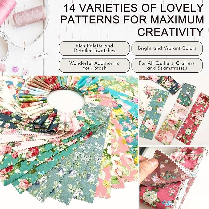 Jelly Rolls for Quilting Clearance 42 Strip 2.5" x 44" - Cotton Jelly Roll Fabric Strips for Quilting, Sewing, Blanket, Rug, Home Decor, and Purse Making, Rose Floral