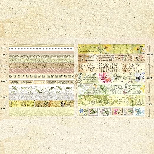 20 Rolls Vintage Washi Tape Set Retro Arts Adhesive Tapes Fleeting Monologue Decorative Masking Tape Sets for Craft, Kids, Scrapbook, DIY, Gift Wrapping (Wilderness Remians)