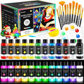 40 PCS Classic & Glow in the Dark Acrylic Paint Set with 12 Brushes, 2 Knives & Palette, 24 Colors Art Craft Paint for Beginners, Canvas Ceramic Rocks Wood Painting Kit Art Supplies