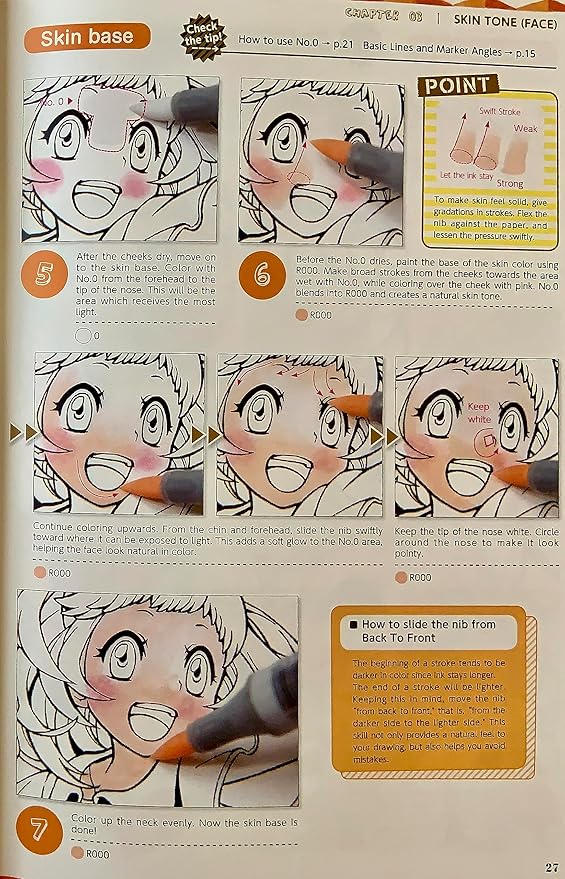 Copic Ciao Illustration Book Bundle Set, Alcohol-Based Markers (12 pcs) with an Instruction Book