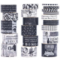 20 Rolls Vintage Washi Tape Set Retro Arts Adhesive Tapes Fleeting Monologue Decorative Masking Tape Sets for Craft, Kids, Scrapbook, DIY, Gift Wrapping (Black & White Memories)