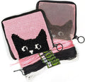 Pre Printed Needlepoint Wallet Kit for Kids Embroidery Arts and Crafts Set Cross Stitch Sewing Kit (Cat)