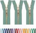 #5 Gold Metal Zipper - 50+ Colors - 3 PCS - (4-14 inches) Sizes - Luxury Lightweight Handcraft Metal Zippers with pulls for Purses Bags Pockets Shoes Sewing & Crafts DIY ZP022811