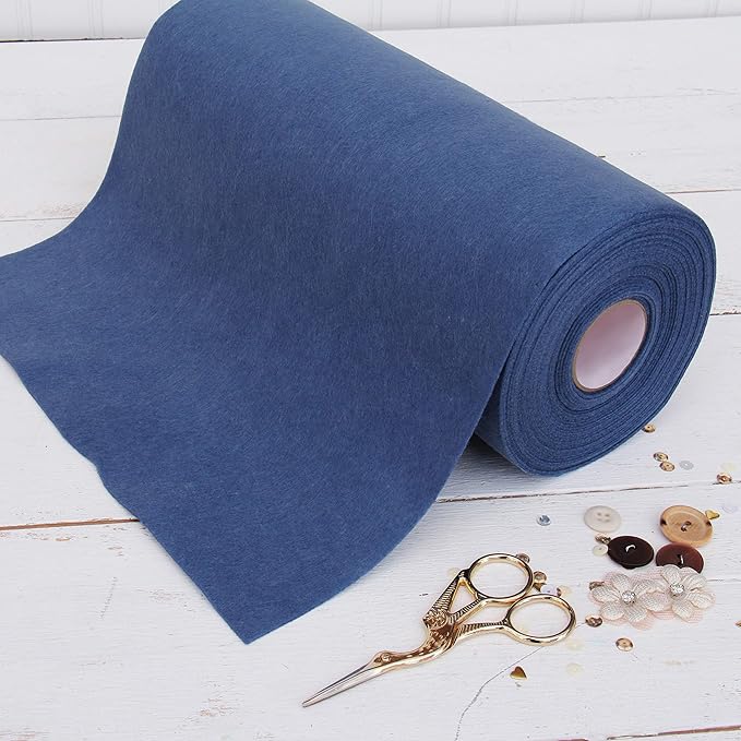 Threadart Premium Felt Roll - 12" x 10yd - Denim | Soft Wool-Like Feel | 1.2mm Thick Fabric for DIY Crafts, Sewing, Crafting Projects | Compatible with Cricut Maker