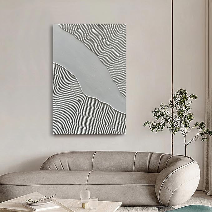 NANKAI Art Hand-Painted Modern Minimalist Abstract Art White Texture Oil Painting Large Home Wall Art Deco Oil Painting 45x30 inches